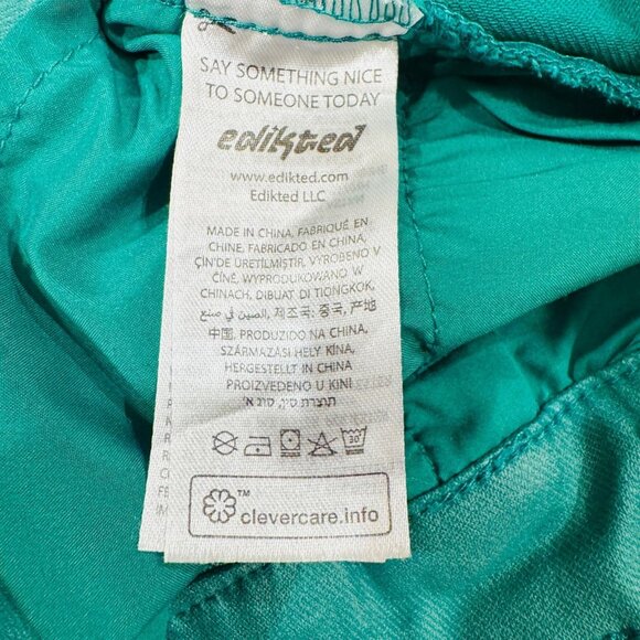 Edikted Pants Womens MED Green High Rise Flare Bell Bottom Stretch Zip Fly - Picture 10 of 11